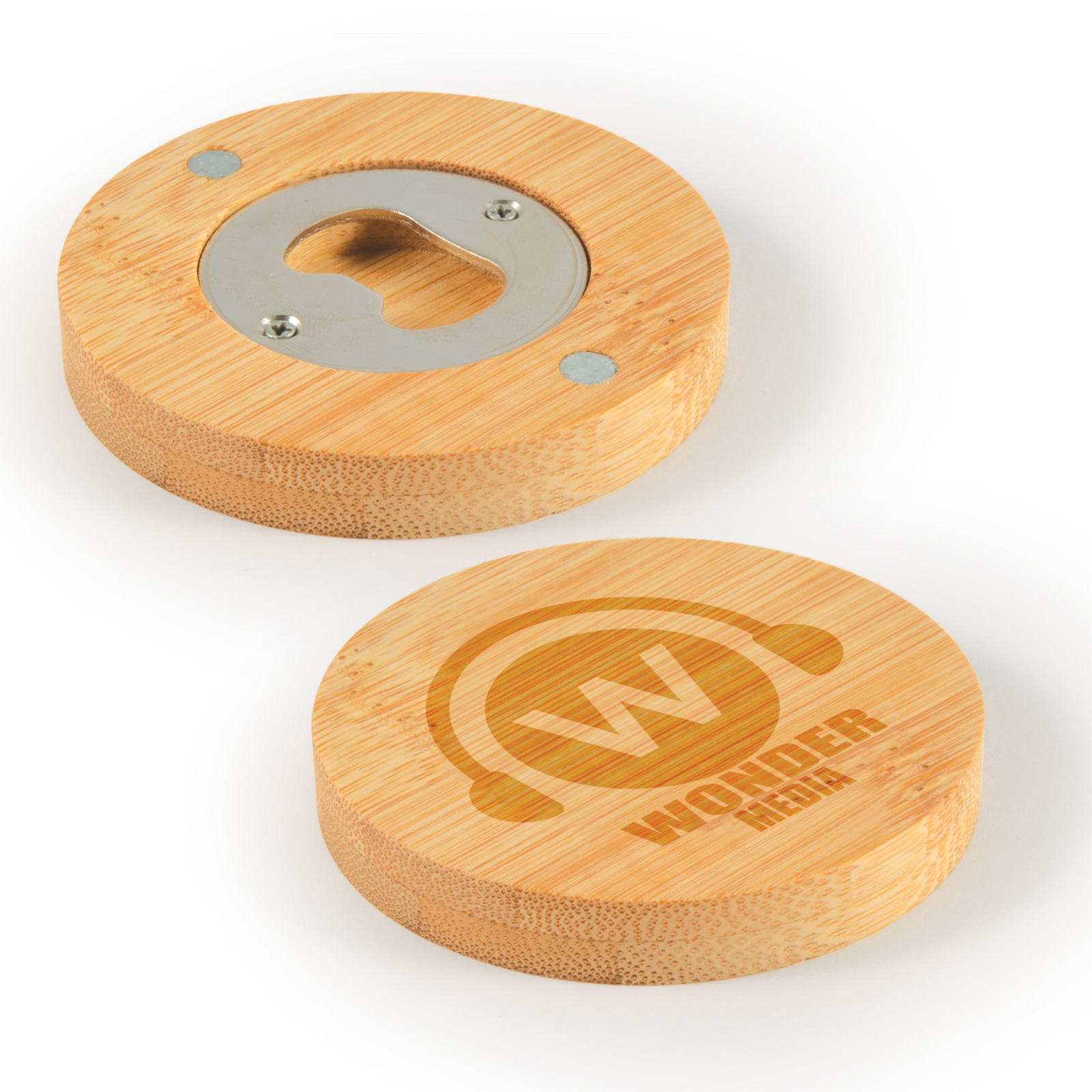 LL4998 - Discus Bamboo Bottle Opener Coaster 