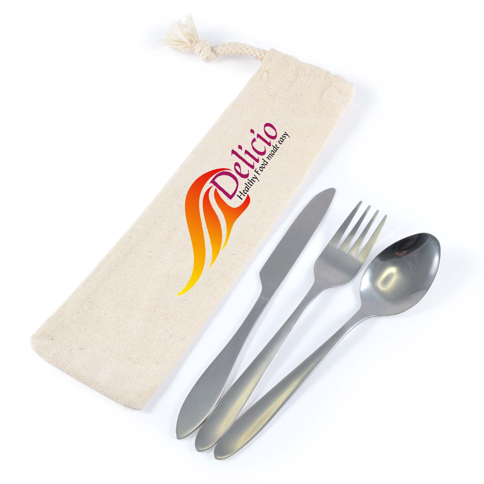 LL8798 - Banquet Cutlery Set in Calico Pouch